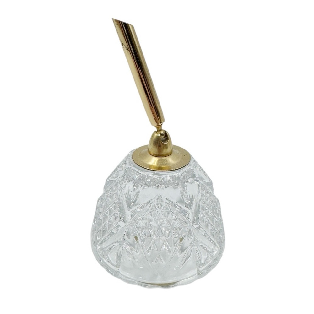 Vintage Etched Crystal Gold Pen & Paperweight